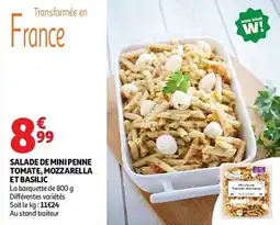 Auchan Salade de mini penne tomate mozzarella et basilic aanbieding
