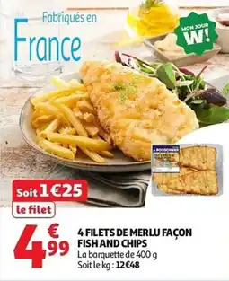 Auchan 4 filets de merlu façon fish and chips aanbieding