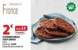 Auchan 2 cookies milka tout choco aanbieding