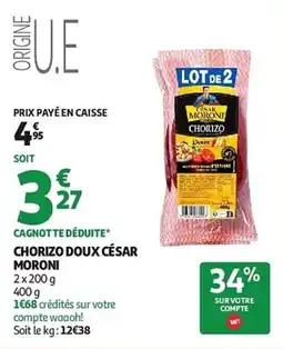 Auchan Chorizo doux césar moroni aanbieding