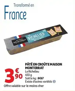 Auchan Pâté en croûte maison monterrat aanbieding