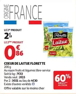 Auchan Coeur de laitue florette aanbieding