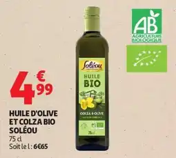 Auchan Huile d'olive et colza bio soléou aanbieding