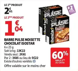 Auchan Barre pulse noisette chocolat isostar aanbieding