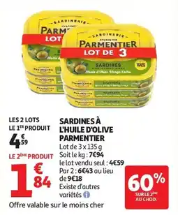 Auchan Sardines à l'huile d'olive parmentier aanbieding