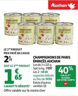 Auchan Champignons de paris eminces auchan aanbieding