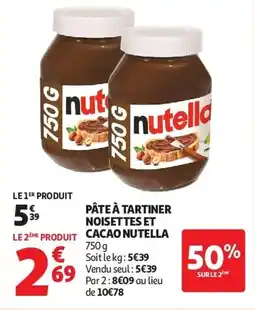 Auchan Pâte à tartiner noisettes et cacao nutella aanbieding