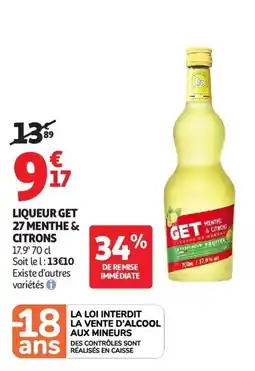 Auchan Liqueur get 27 menthe & citrons aanbieding