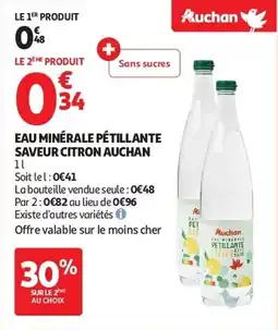 Auchan Eau minérale pétillante saveur citron auchan aanbieding