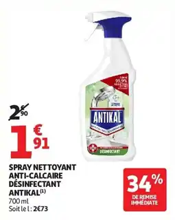 Auchan Spray nettoyant anti-calcaire désinfectant antikal aanbieding
