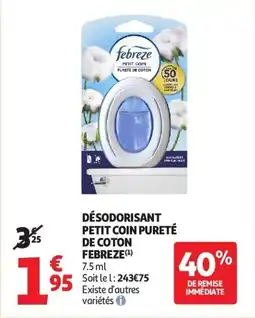 Auchan Désodorisant petit coin pureté de coton febreze aanbieding