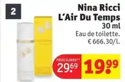 Kruidvat Nina Ricci L'Air Du Temps aanbieding