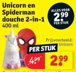 Kruidvat Unicorn en Spiderman douche 2-in-1 aanbieding