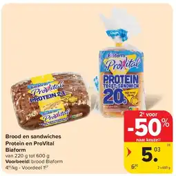 Carrefour Brood en sandwiches Protein en ProVital Biaform aanbieding