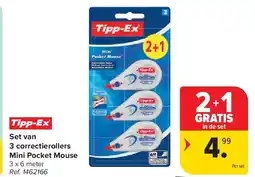 Carrefour Set van 3 correctierollers Mini Pocket Mouse aanbieding