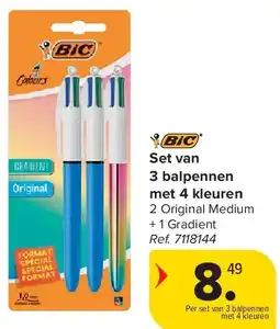 Carrefour Set van 3 balpennen met 4 kleuren aanbieding
