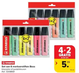 Carrefour Set van 6 markeerstiften Boss aanbieding