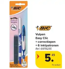 Carrefour Vulpen Easy Clic + correctiepen + 6 inktpatronen aanbieding