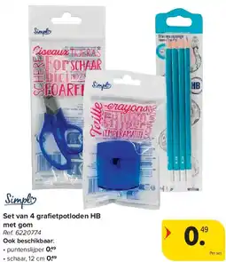 Carrefour Set van 4 grafi etpotloden HB met gom aanbieding