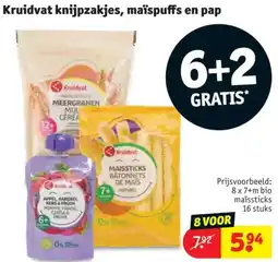 Kruidvat Kruidvat knijpzakjes, maïspuffs en pap aanbieding