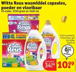 Kruidvat Witte Reus wasmiddel capsules, poeder en vloeibaar aanbieding