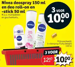 Kruidvat Nivea deospray 150 ml en deo roll-on en-stick 50 ml aanbieding