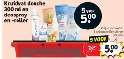 Kruidvat Kruidvat douche 300 ml en deospray en -roller aanbieding