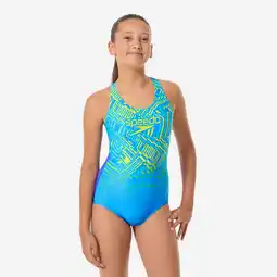 Decathlon Meisjesbadpak splashback kobaltblauw aanbieding