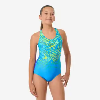 Decathlon Meisjesbadpak splashback kobaltblauw aanbieding