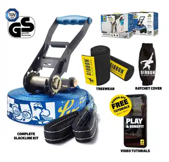 Decathlon Slackline FUNLINE met boombescherming - Slacklining - Blauw aanbieding