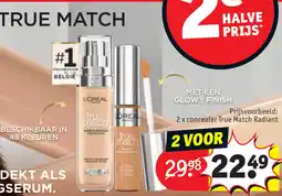 Kruidvat L'oreal 2 x concealer true match radiant aanbieding