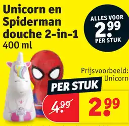 Kruidvat Unicorn en Spiderman douche 2-in-1 aanbieding