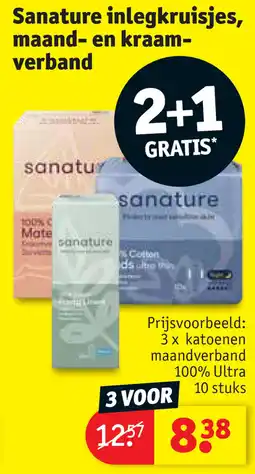 Kruidvat Sanature inlegkruisjes, maand- en kraam- verband aanbieding