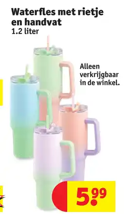 Kruidvat Waterfles met rietje en handvat aanbieding