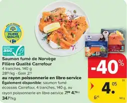 Carrefour Market Saumon fumé de Norvège Filière Qualité Carrefour aanbieding