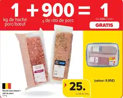 Carrefour Market Haché porc/bœuf + rôti de porc aanbieding