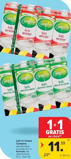 Carrefour Market Campina Lait en brique aanbieding