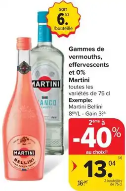 Carrefour Market Martini gammes de vermouths, effervescents et 0% aanbieding