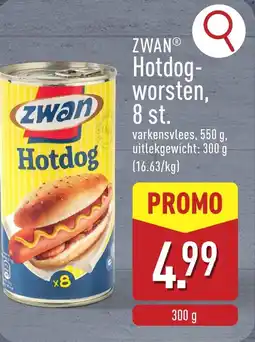ALDI Zwan Hotdog-worsten, 8 st. aanbieding