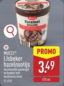 ALDI Mucci IJsbeker hazelnootijs aanbieding