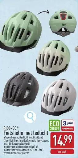 ALDI Ride+go Fietshelm met ledlicht aanbieding
