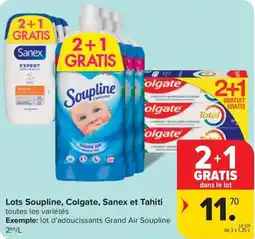 Carrefour Market Lots Soupline, Colgate, Sanex et Tahiti aanbieding