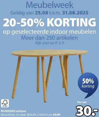 Jysk Munkebo tafelset aanbieding
