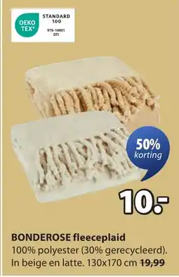 Jysk Bonderose Fleeceplaid aanbieding