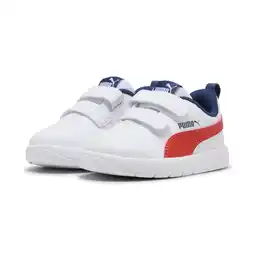 Decathlon Courtflex V3 sneakers voor kleuters PUMA White Fierce Red Persian Blue aanbieding