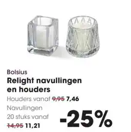 Hanos Bolsius Relight navullingen en houders aanbieding