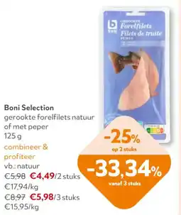 OKay Boni Selection gerookte forelfilets natuur of met peper aanbieding