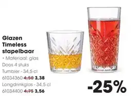 Hanos Glazen Timeless stapelbaar aanbieding
