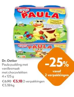 OKay Dr. Oetker Paula pudding met vanillesmaak met chocovlekken aanbieding