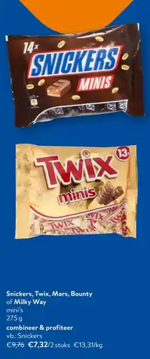OKay Snickers, Twix, Mars, Bounty of Milky Way mini's aanbieding
